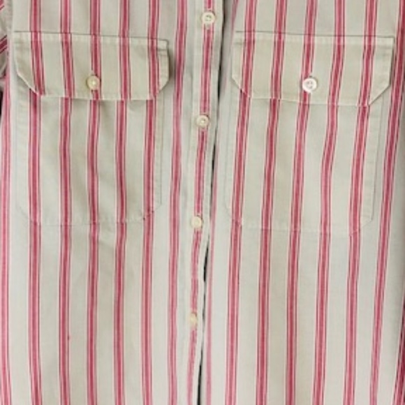 Lauren Ralph Lauren Utility Shirt S NWT Striped Cotton, Double Pockets, Epaulets - Picture 6 of 7